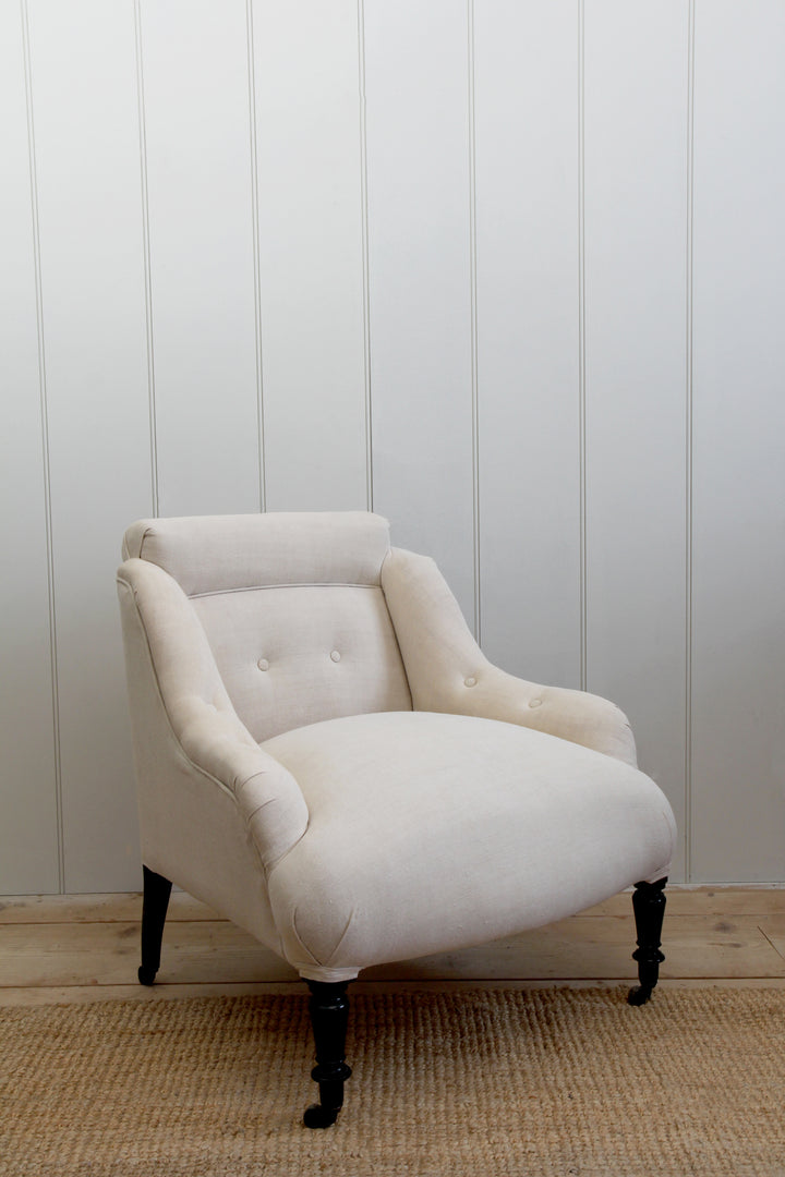 Roll back salon chair in linen-1