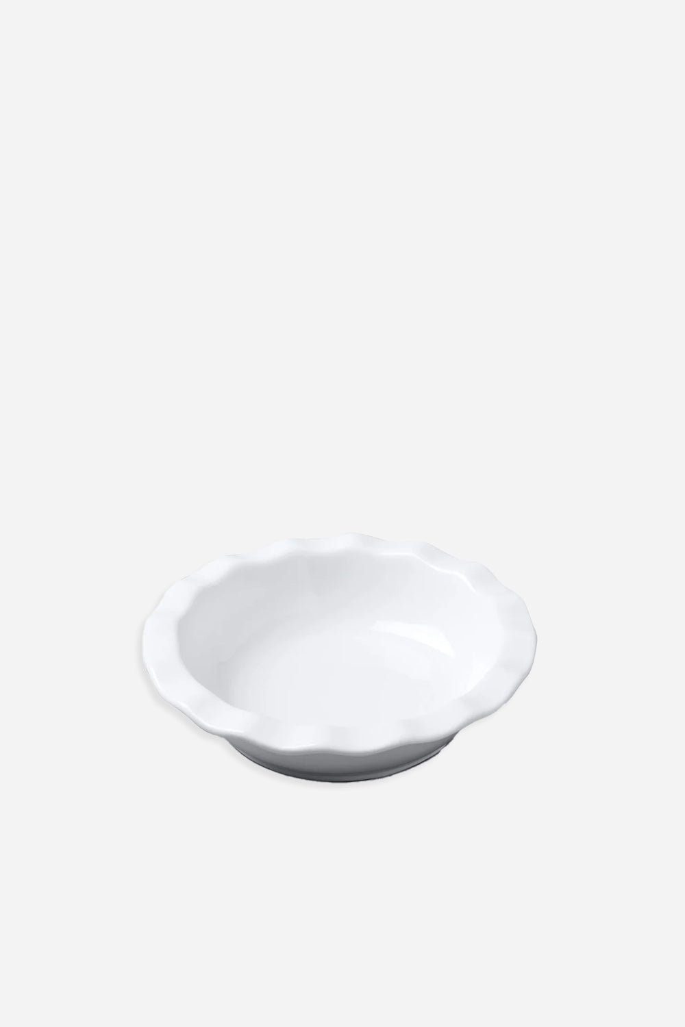 white ceramic pie dish with crinkle edge 16cm