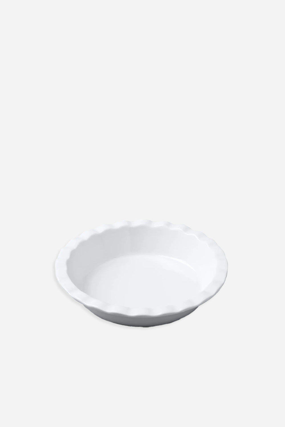 white ceramic pie dish with crinkle edge 20cm
