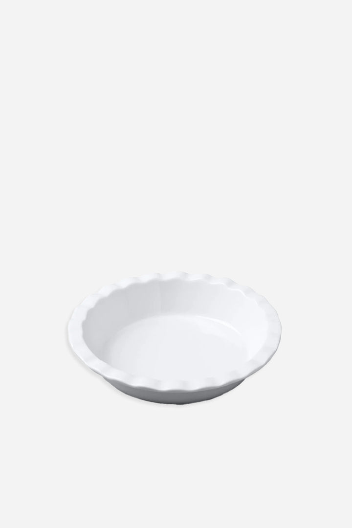 white ceramic pie dish with crinkle edge 20cm