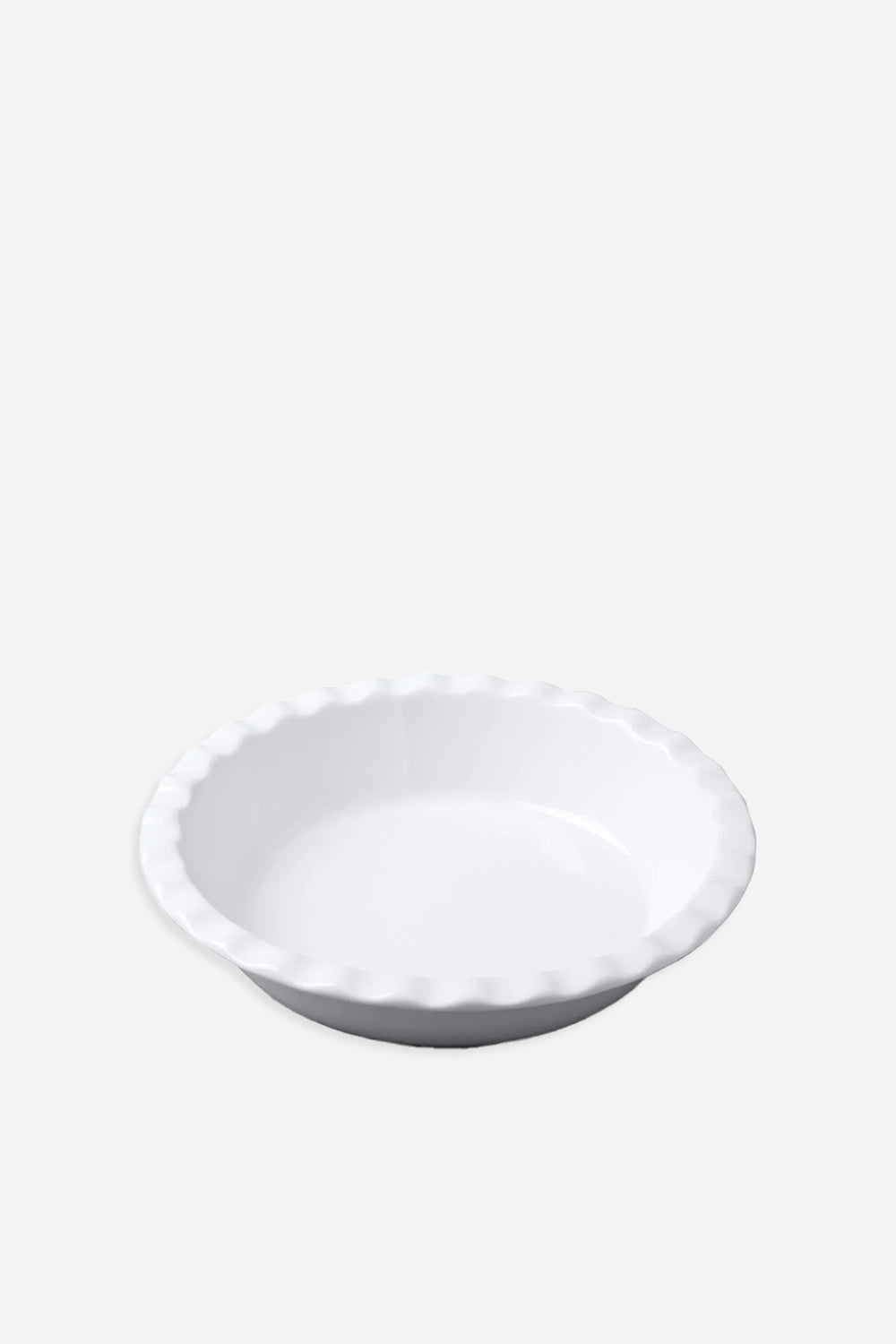 white ceramic pie dish with crinkle edge 27cm