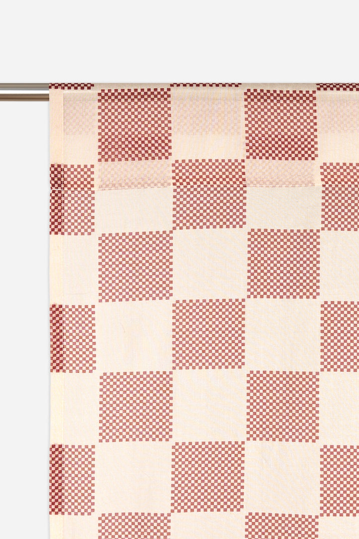 Wendy Sheer Voile Curtain 140x280 / Burnt Red Checks