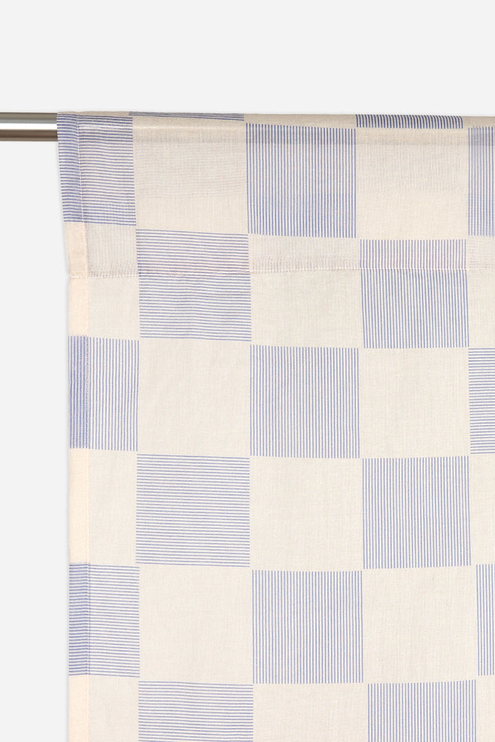 Wendy Sheer Voile Curtain 140x280 / Blue Ink Checks