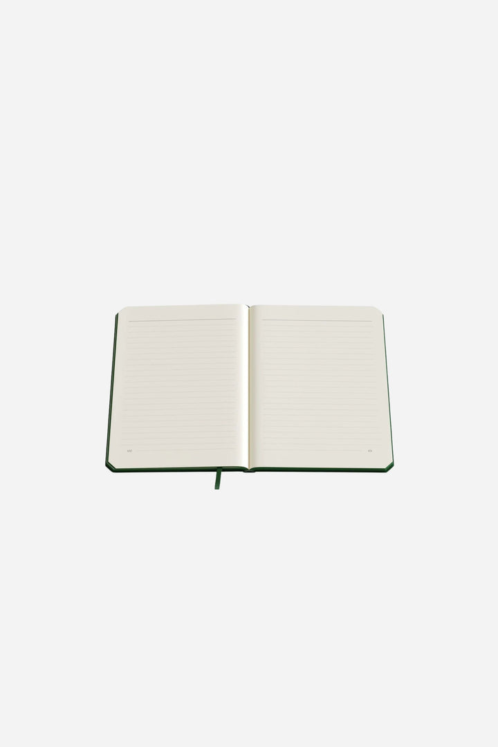 Open notebook on a white background