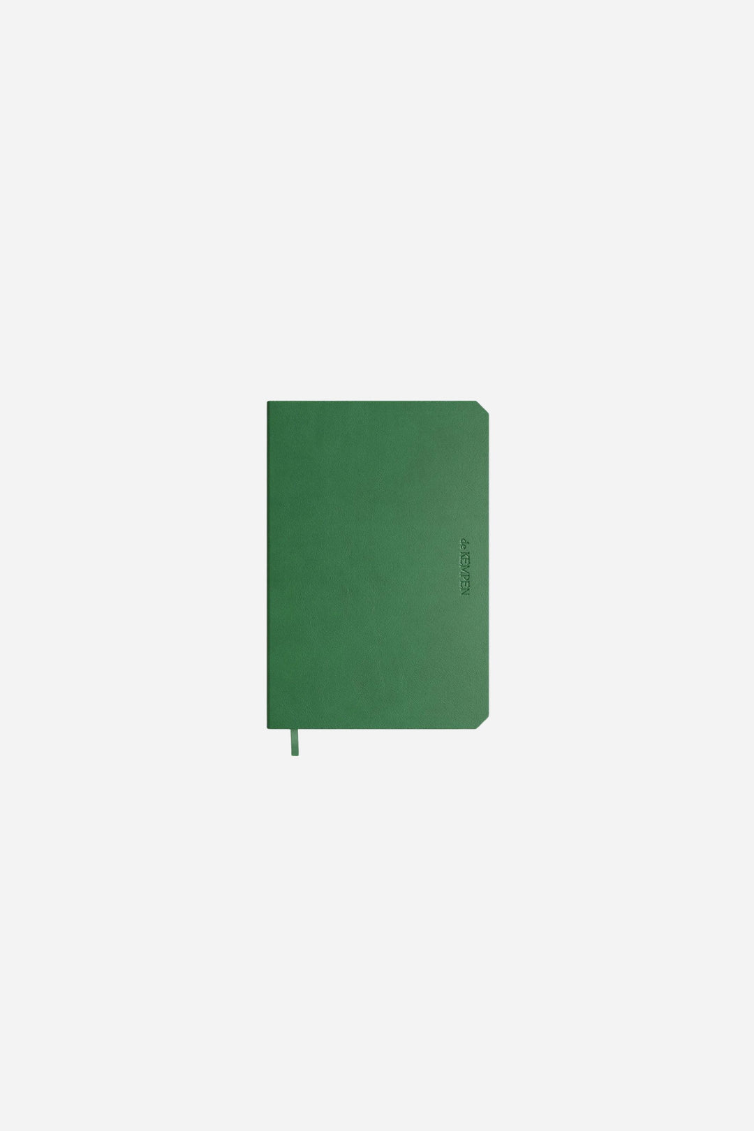 Green notebook on a white background