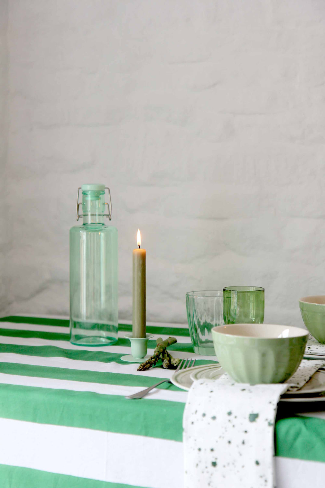 Dinner Candle Rustic 18cm / Dusty Green