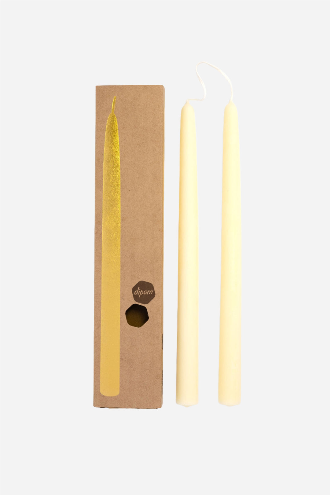 Pair of Boxed Bleached Beeswax Dinner Candles 30cm
