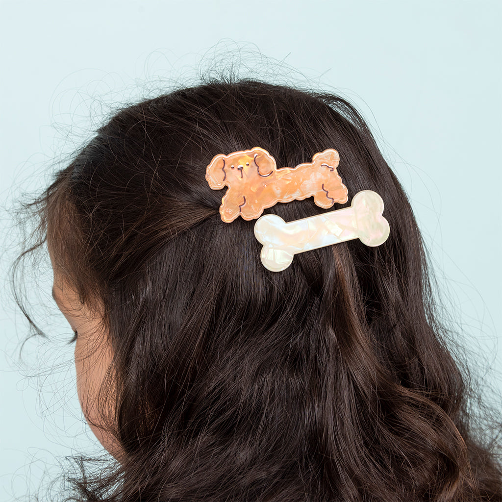 Hair Clips Set of 2 / Dog and Bone