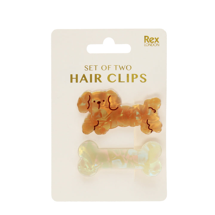 Hair Clips Set of 2 / Dog and Bone