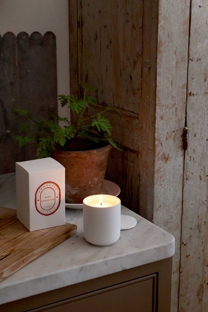 Ceramic  Candle / Rose Geranium