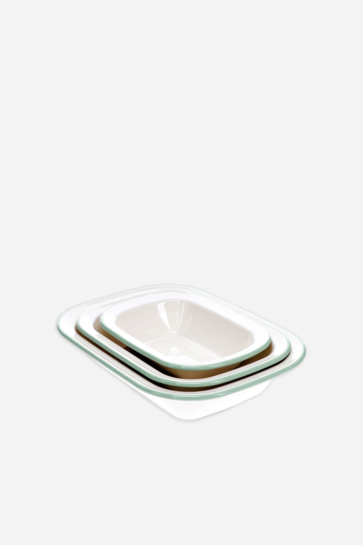 Enamel pie dishes Set of 3 / Pistachio