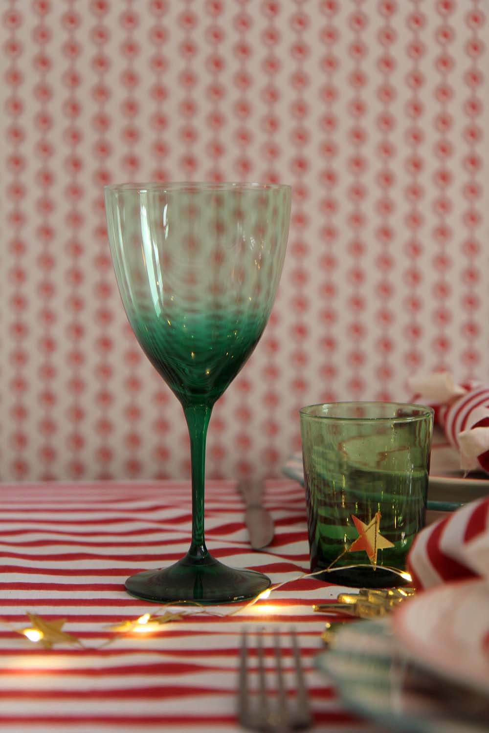 Faded Forest Green Wine Glass