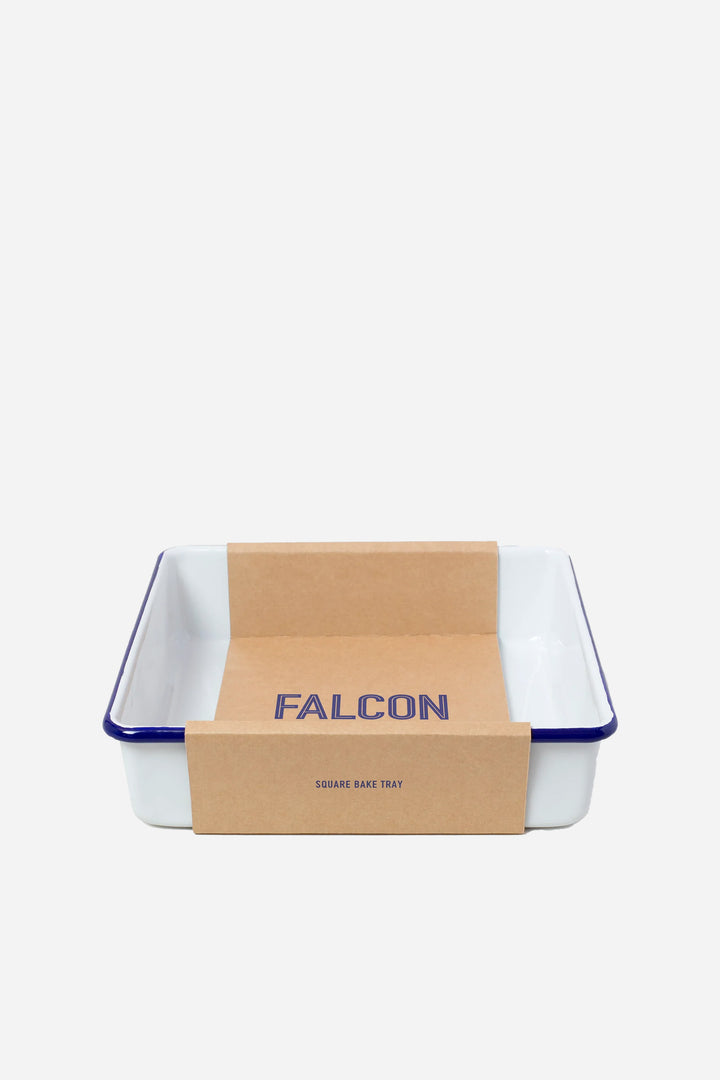 Falcon Square Baking Tray /  White w. Blue Rim