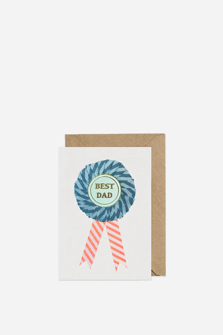 Best Dad Father's Day Card Rosette / Teal Orange