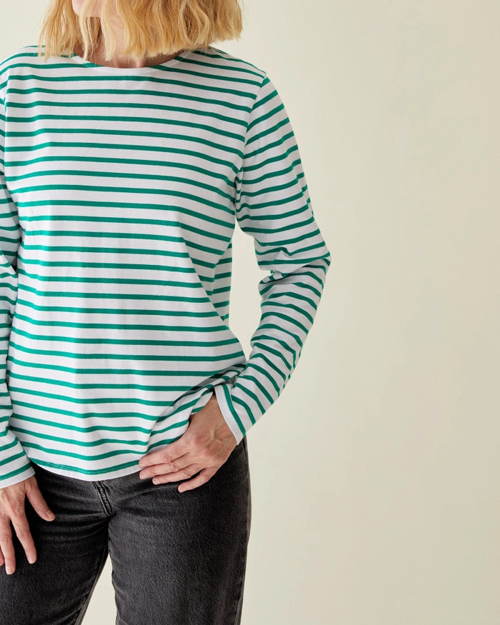 Fleur Stripe T Shirt  / Green