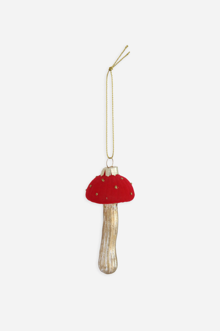 Red Flock Toadstool Decoration