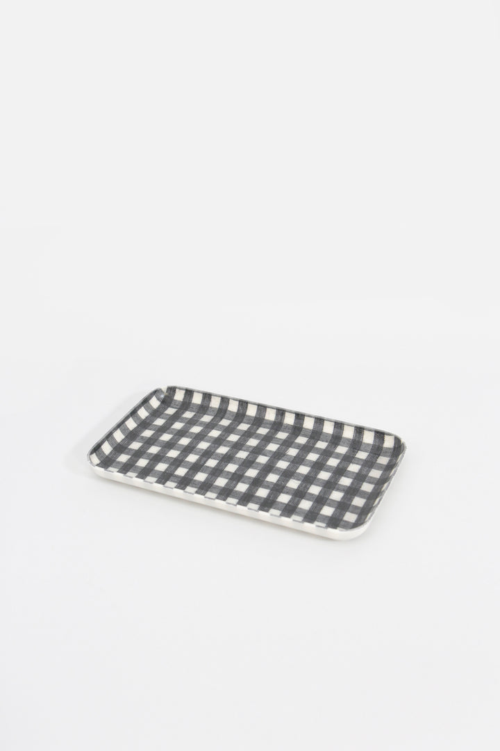 Linen Tray Navy Check / Small