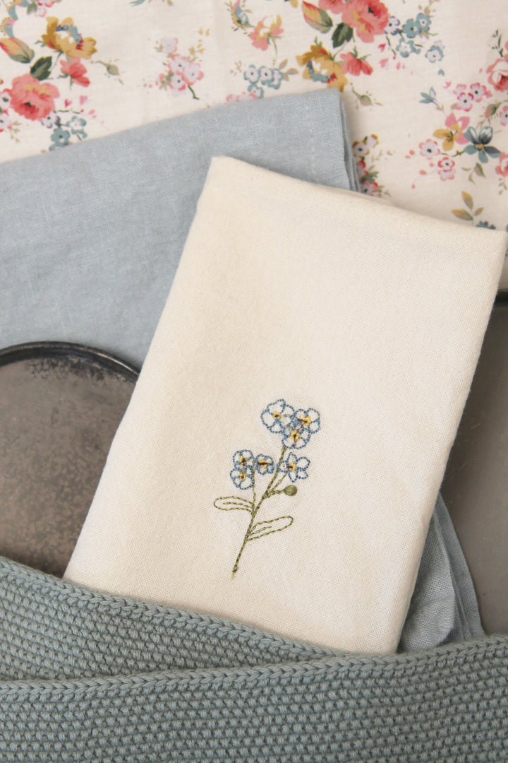 Forget-Me-Knot Embroidered Napkin