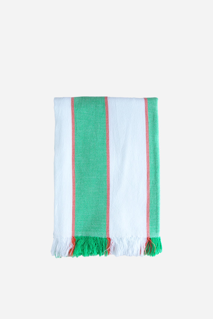 Fresco Turkish Towel / Green Coral Stripe