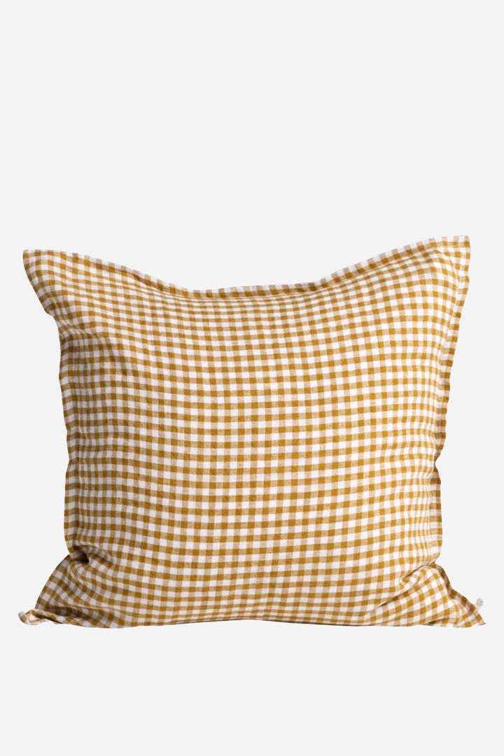Vichy Mustard Gingham Cushion / 65x65cm