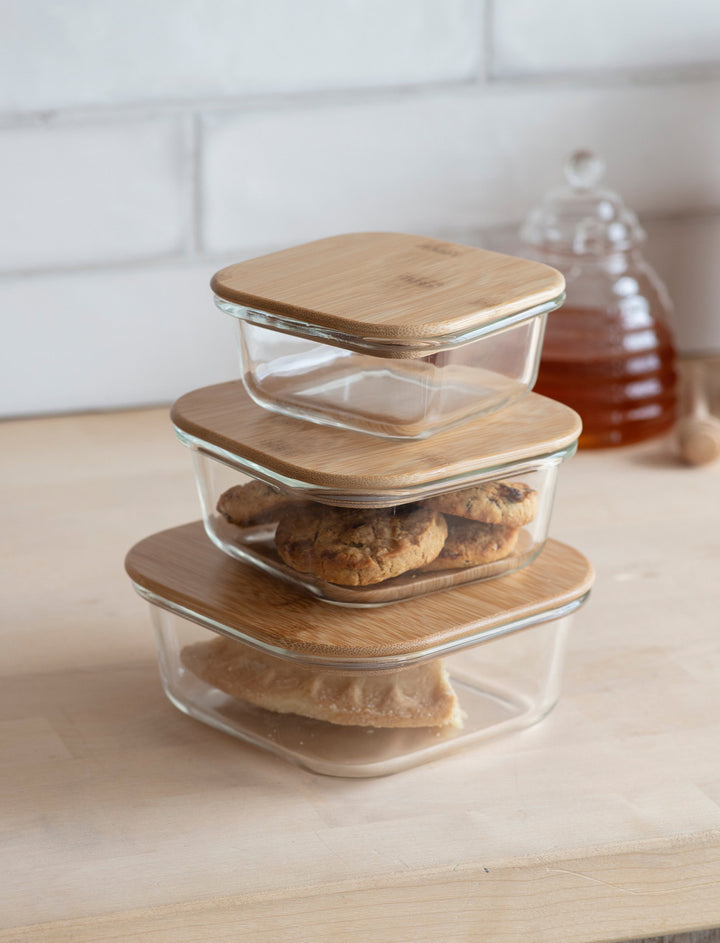 Glass Storage Container with Bamboo Lid / Small