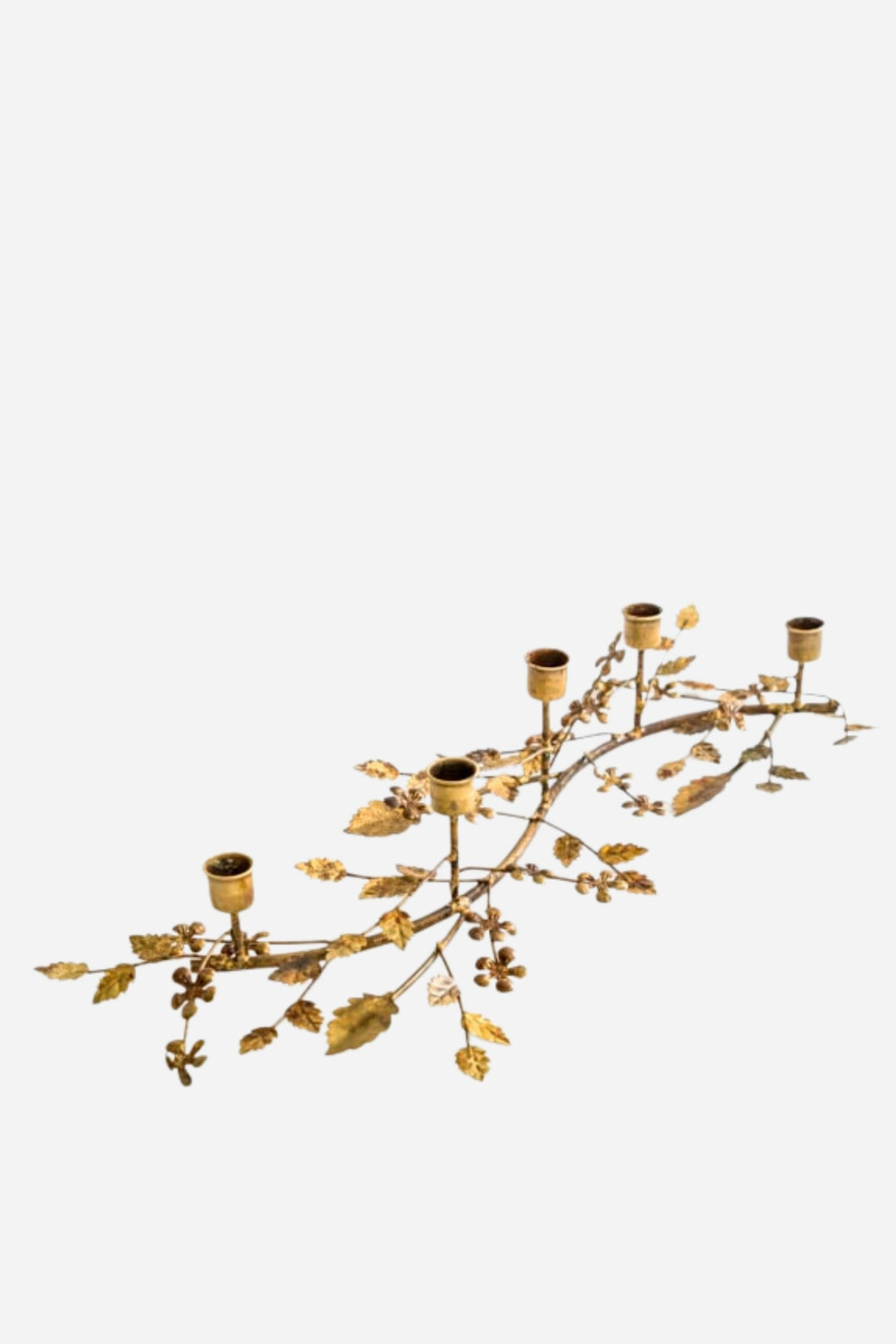 antique gold leaf brach candle holder