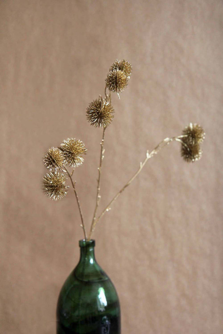 Gold Acrylic Thistle Pom Pom Branch