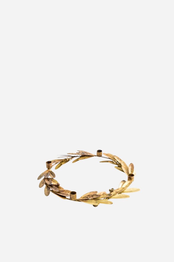 Antique Gold Olive Branch Candle Holder