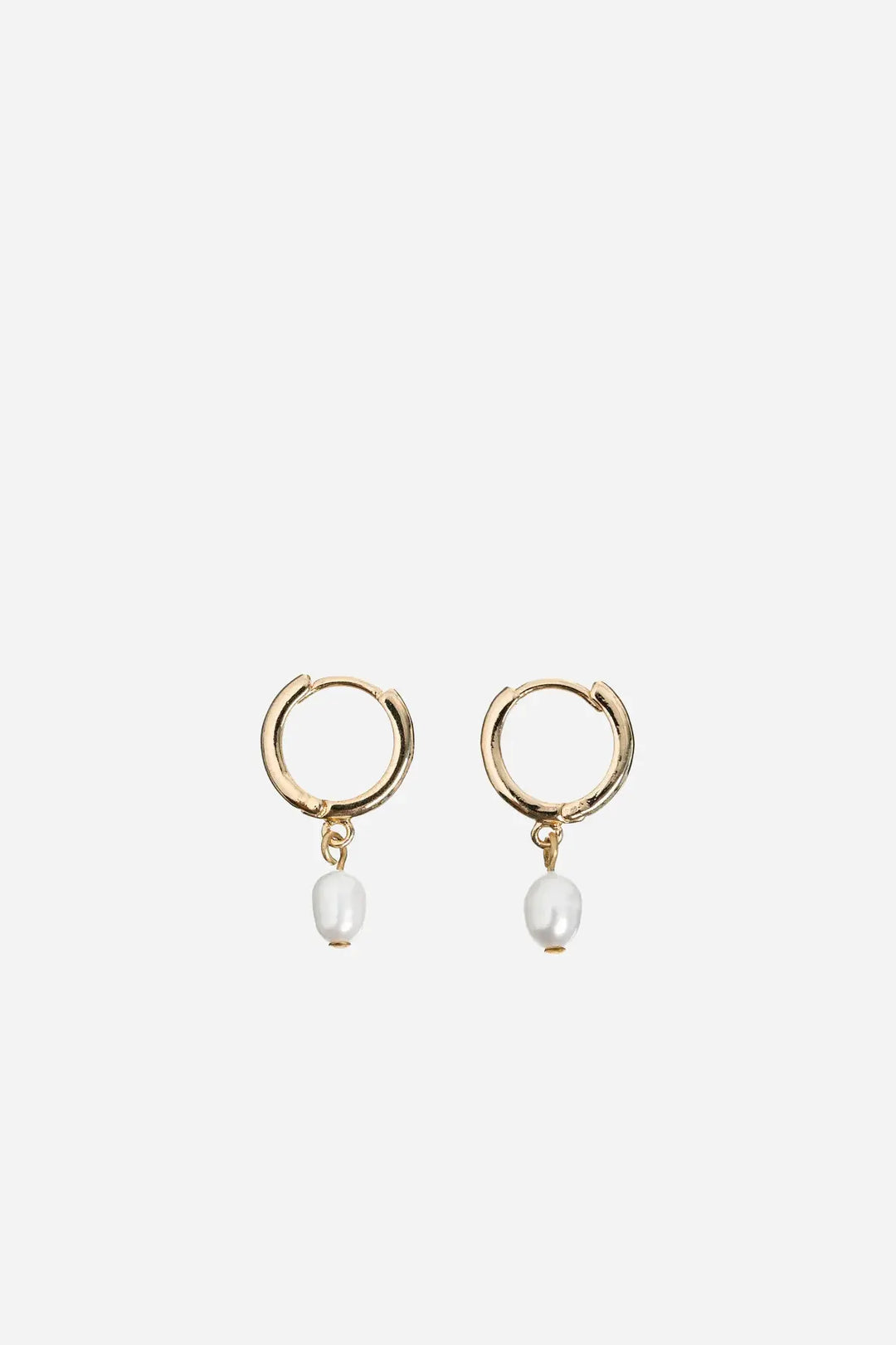 Pearl Small Hoop Earrings - Gold