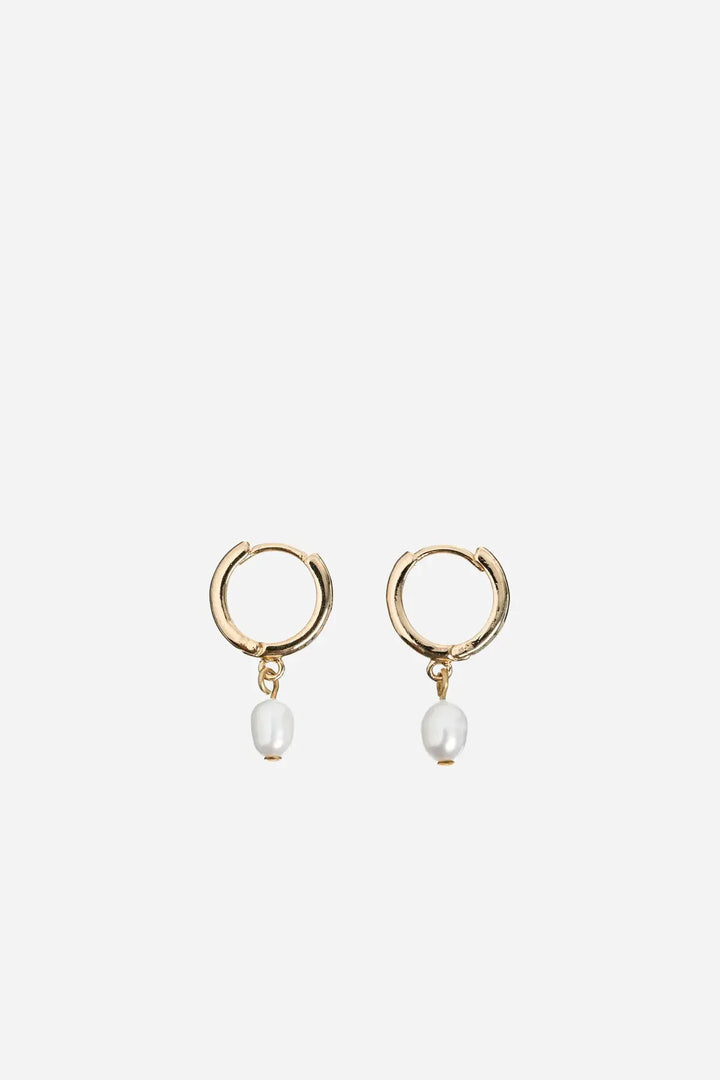 Pearl Small Hoop Earrings - Gold