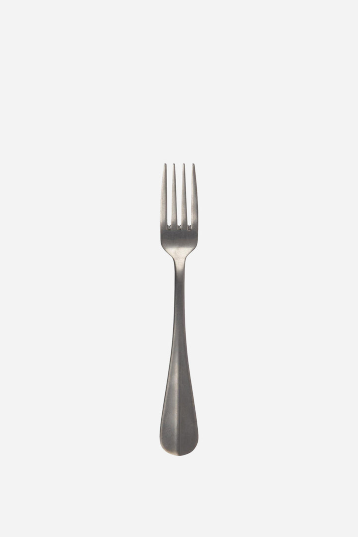 Silver fork on a white background