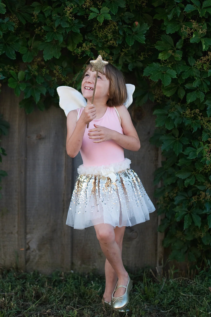 Gracious Gold Sequins Skirt with Wings &amp; Headband