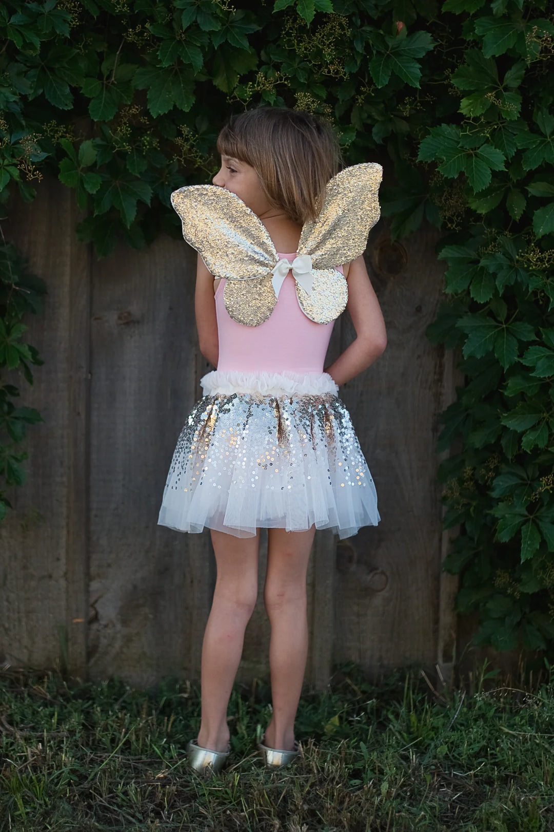 Gracious Gold Sequins Skirt with Wings &amp; Headband