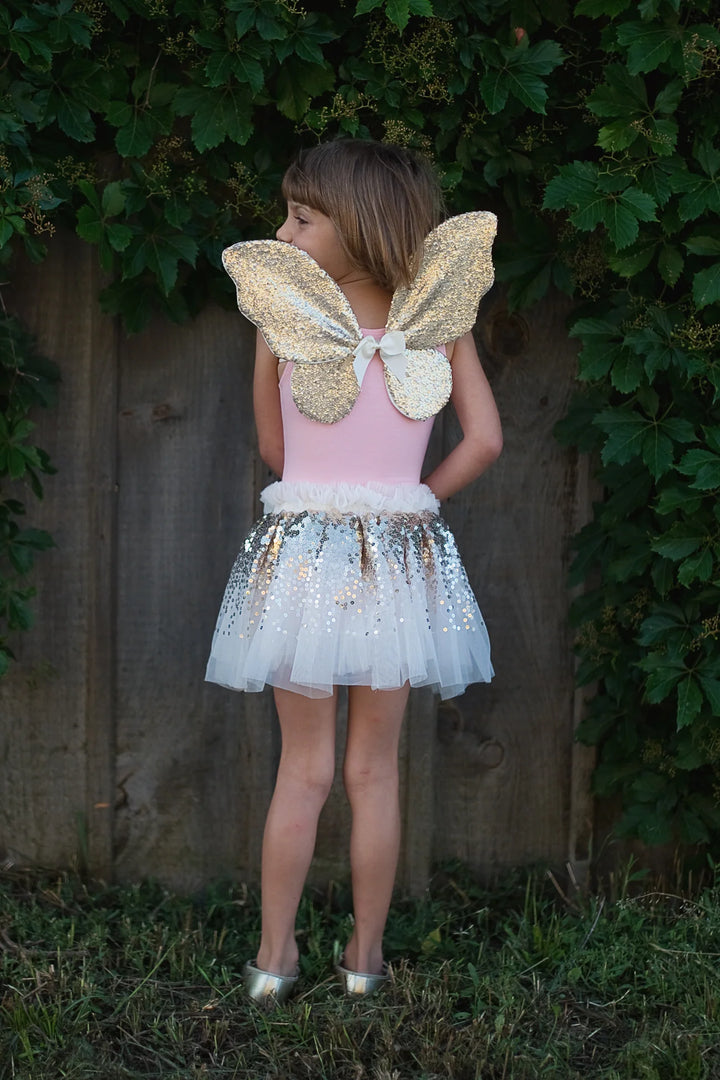 Gracious Gold Sequins Skirt with Wings &amp; Headband