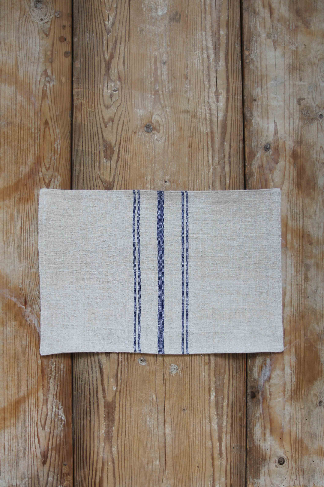 Vintage Grain Sack Placemat / Blue Stripe