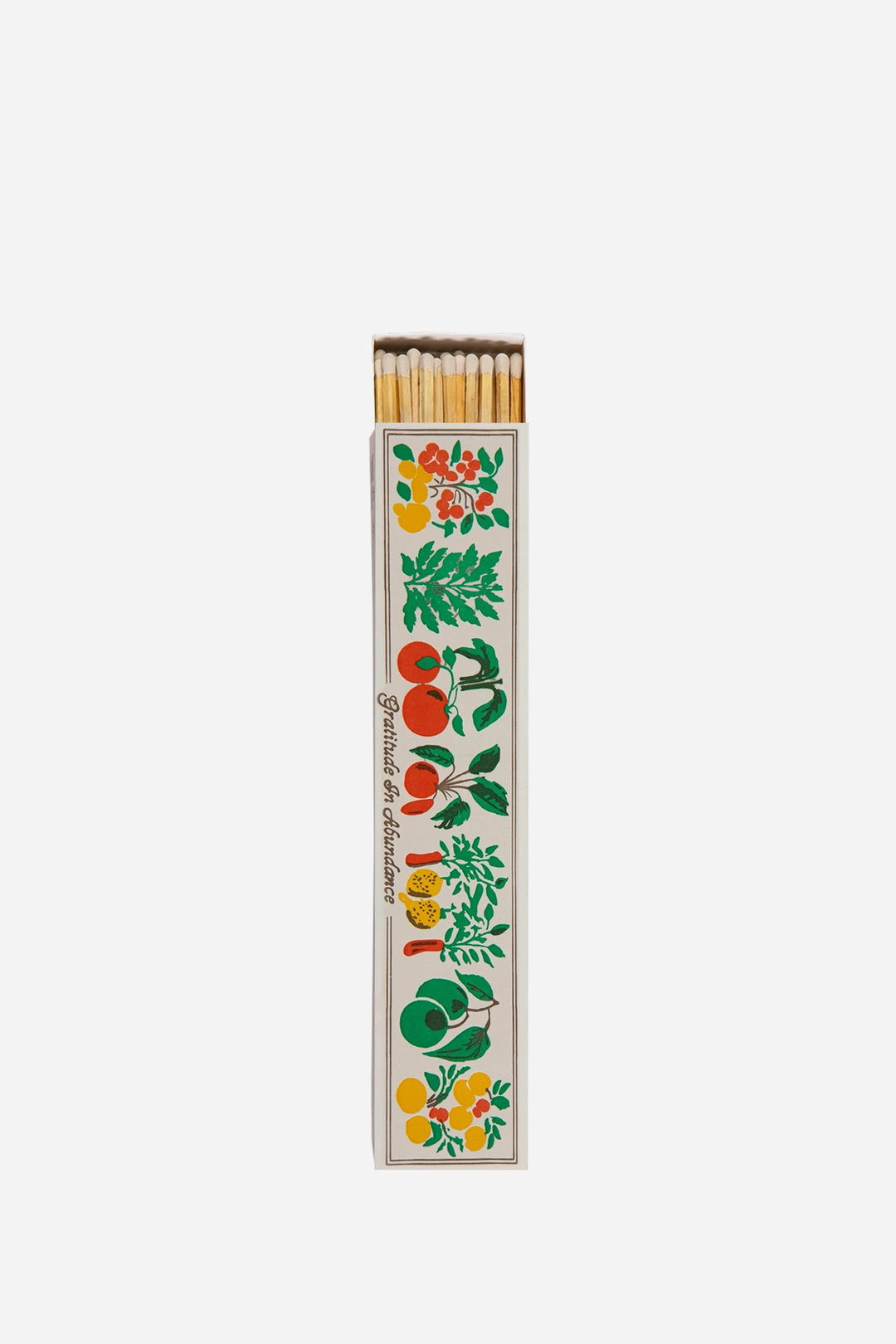extra long matches with colourful vegetable print