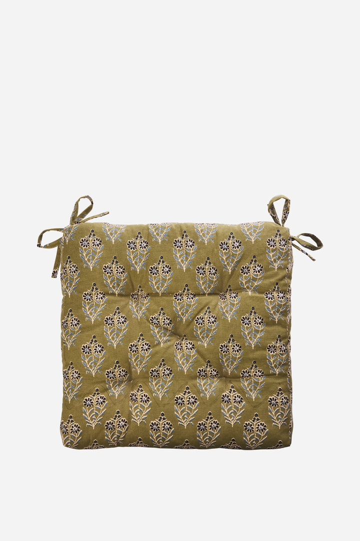 Cotton Chair Pad 45x45cm / Olive Nude Blue