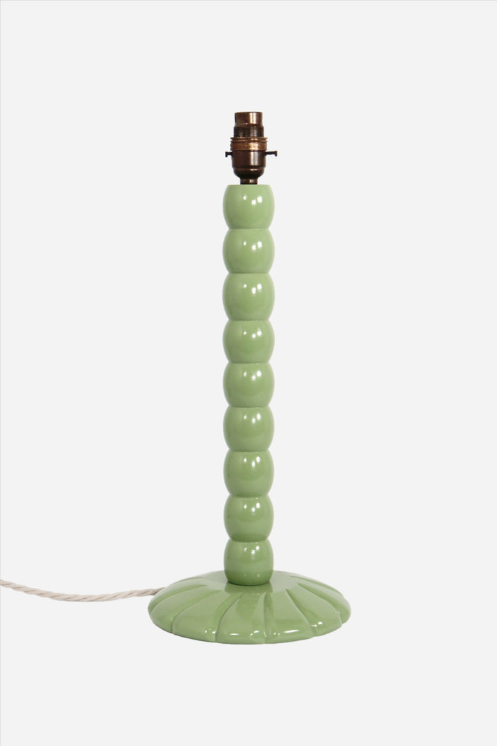 Ditto Turned Wooden Bobbin Lamp / Green