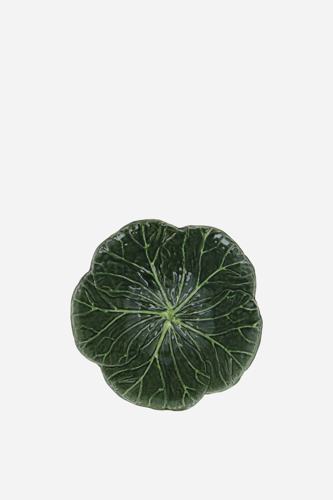 top view of green cabbage leaf bowl medium