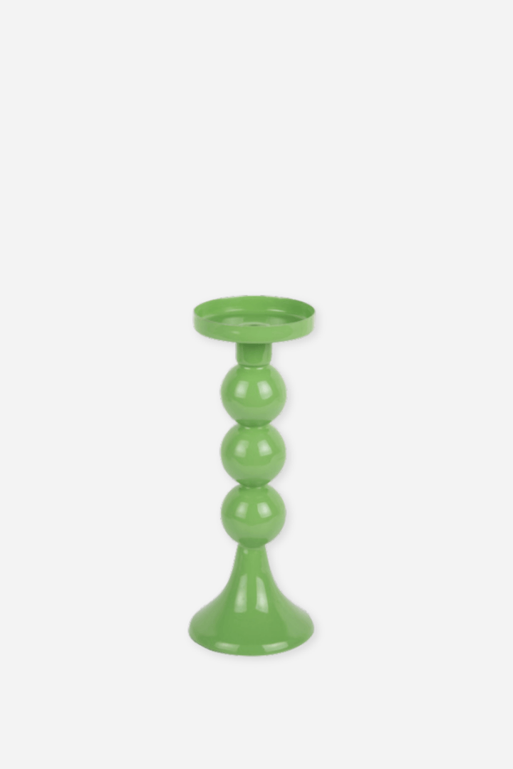 green bobble stem metal candlestick