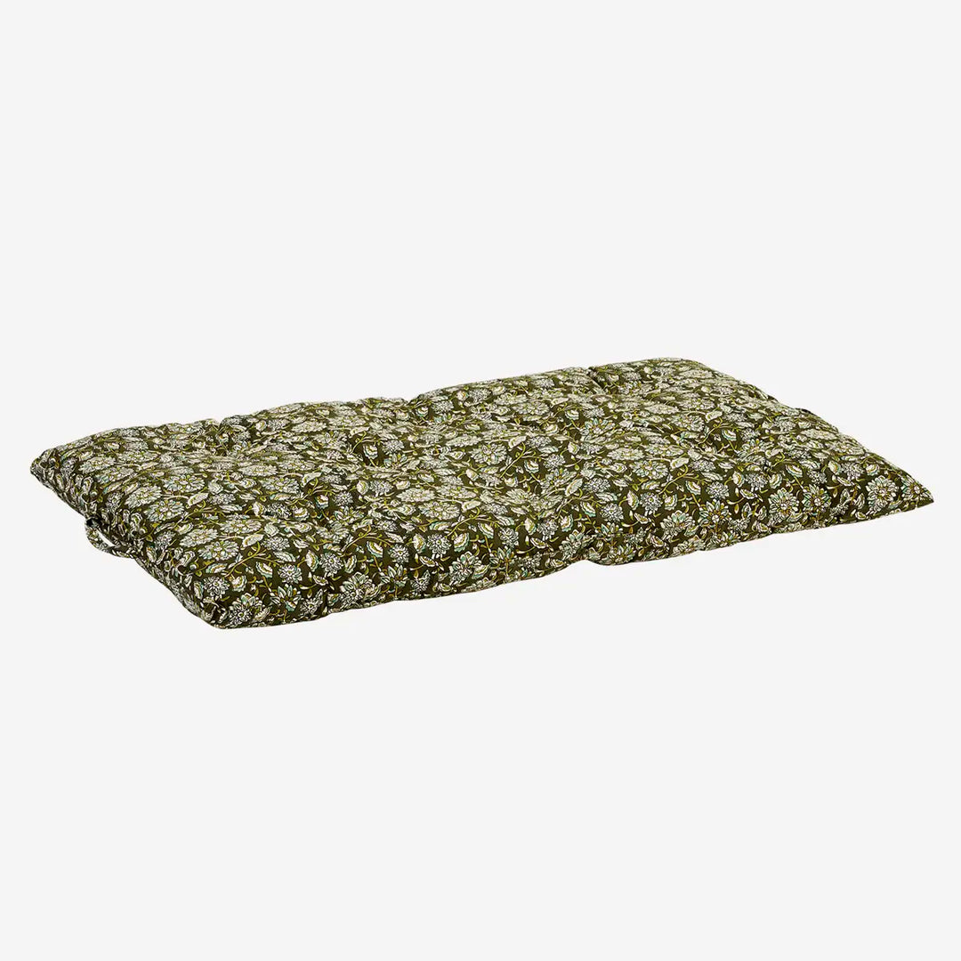 Printed Cotton Mattress 60x100 cm / Dark Green, White, Olive, Aloe