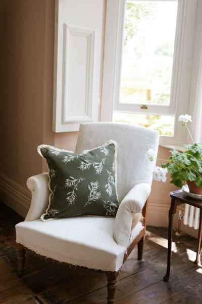 Green Olive Grove Print Cushion / 50x50cm