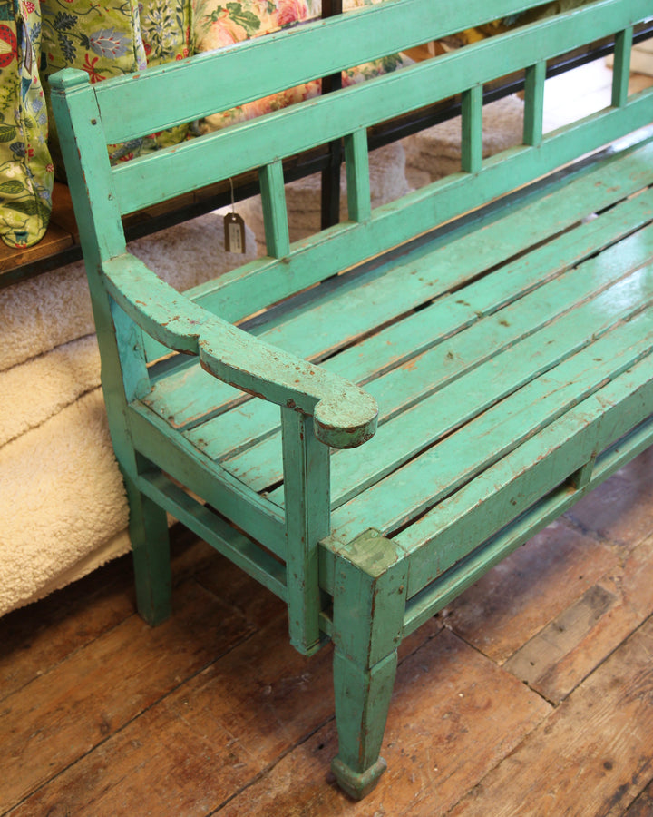 Green Painted Wooden Bench
