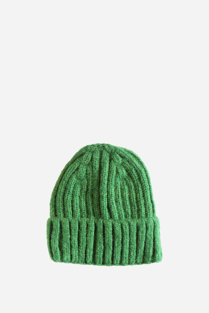 Ribbed Knit Beanie / Green