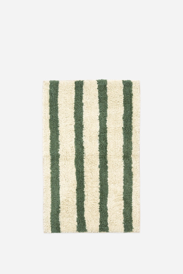 Striped Tufted Bathmat 50x80cm / Green White