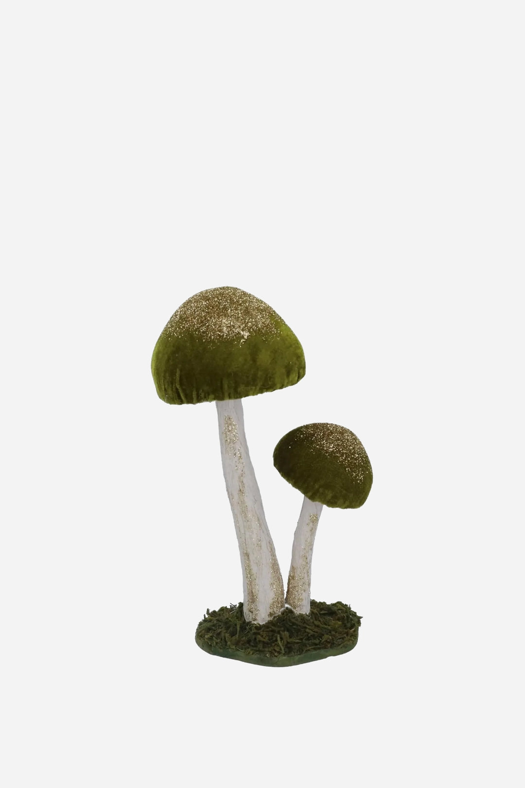 Green Cap w Gold Glitter Double Toadstool Orn 24 cm