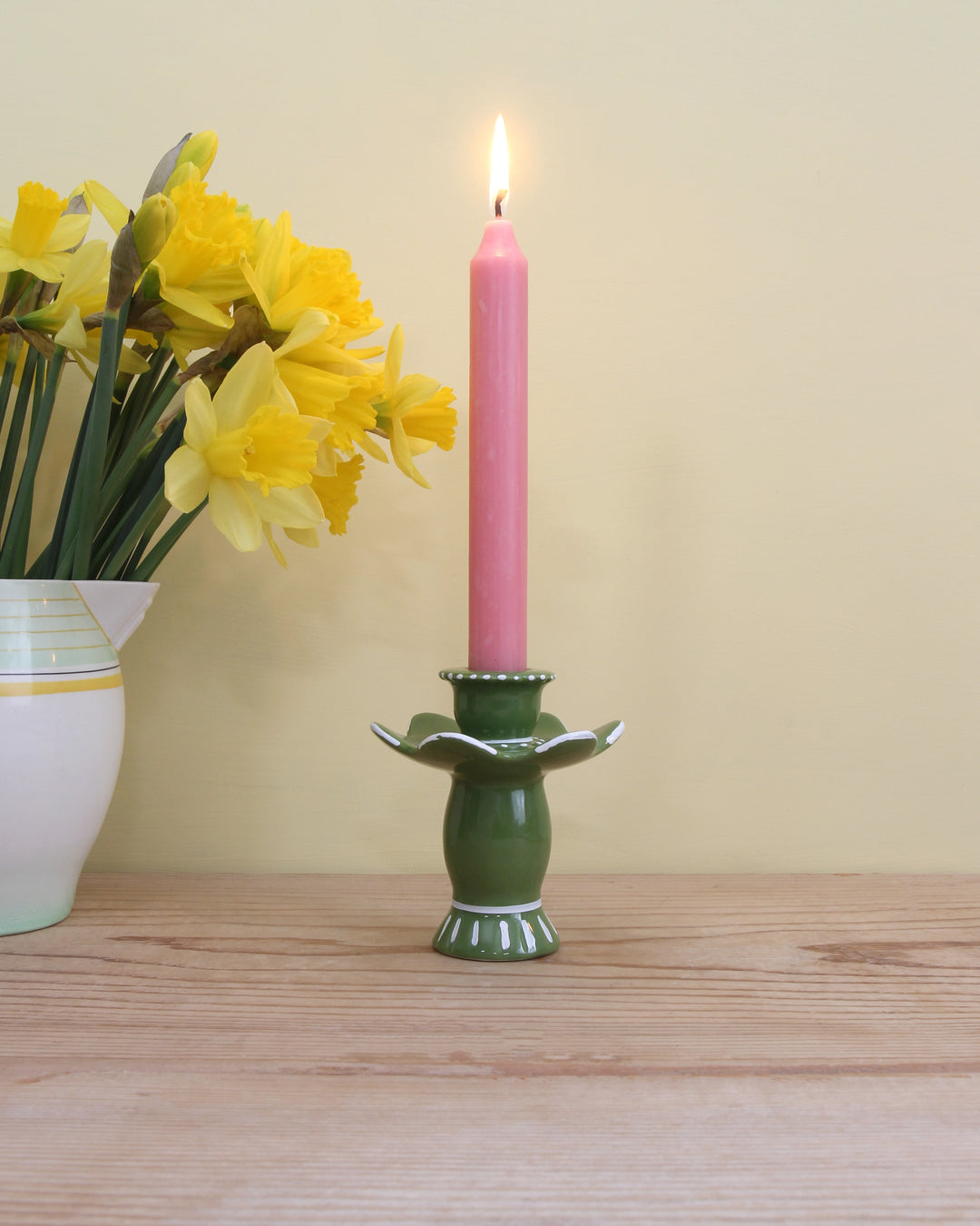 Fiesta Flower Candle Holder / Dark Green