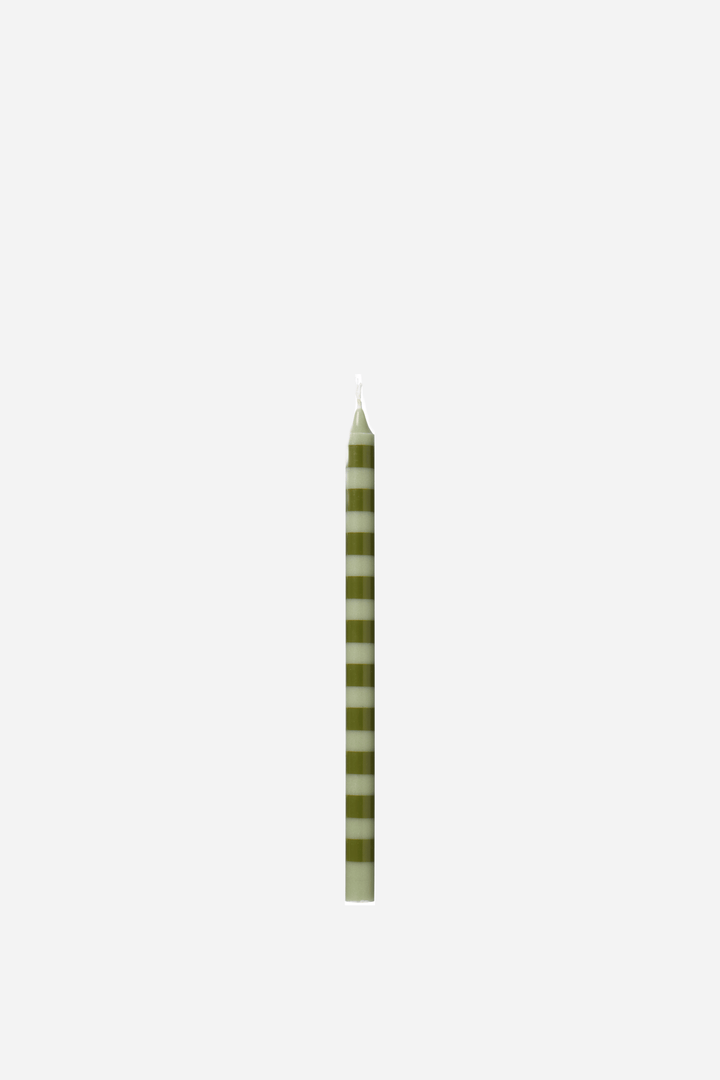 Taper Candle / Olive Green Striped