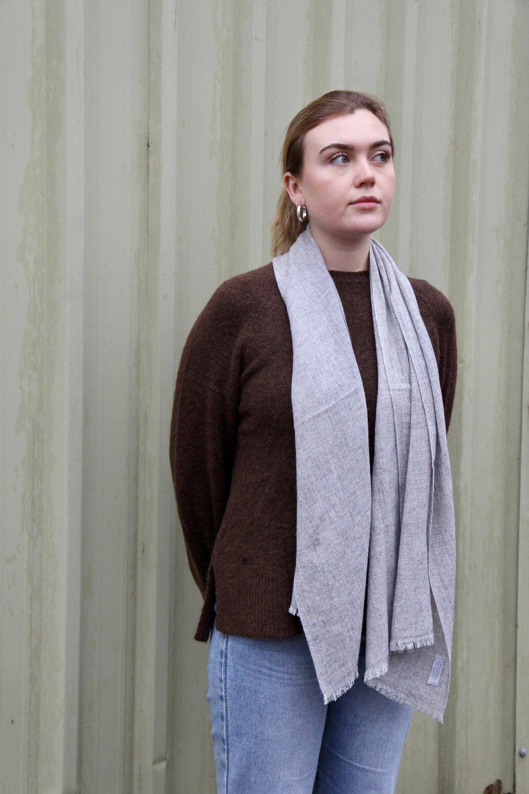 Woven Cashmere Scarf / Pale Grey