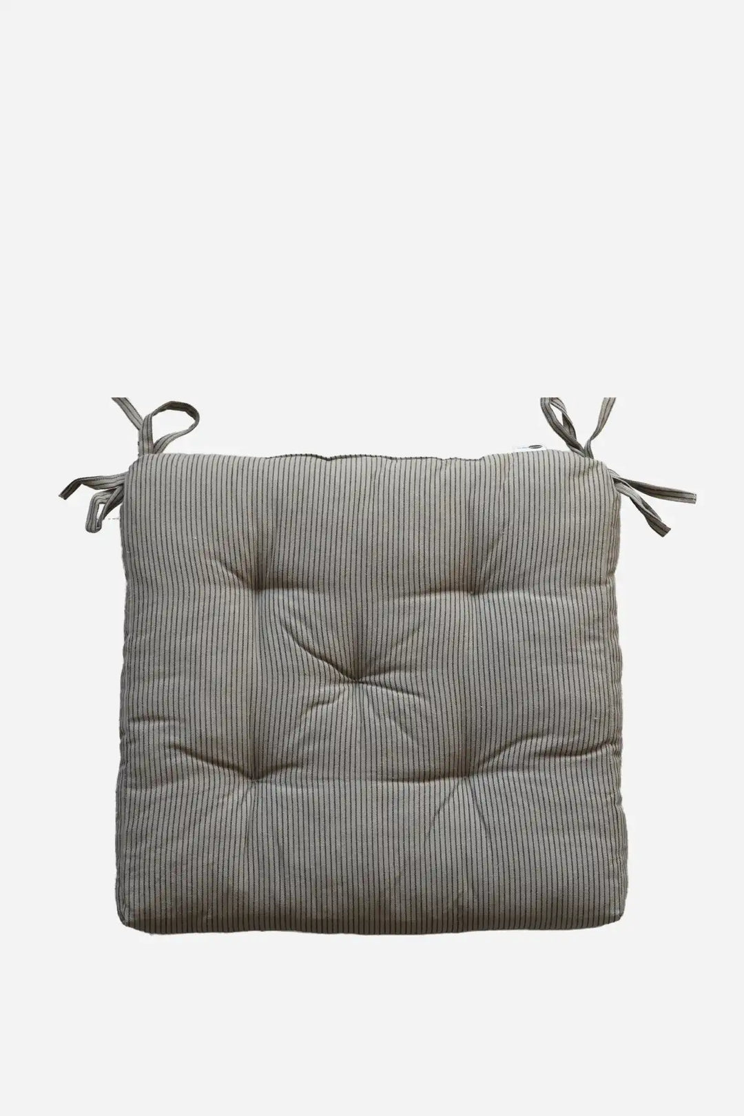 Striped Cotton Chair Pad 45x45cm / Grey Black